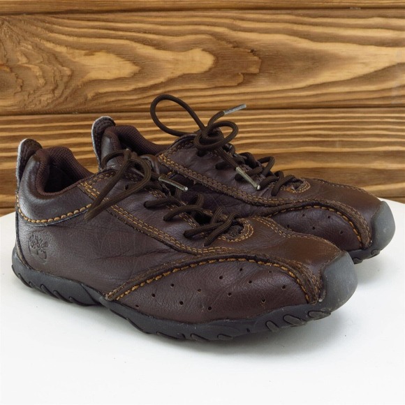 Timberland Sz 11 Toddler Boys Sneaker Brown Leather Medium - Picture 5 of 12